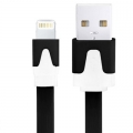 Короткий USB кабель Noodle Style Lightning 8 pin плоский черный (15 см) для iPhone 6 / 6 Plus, 5 / 5S, iPad mini / mini 2 Retina, iPad Air / Air 2, iPad 4, iPod touch 5